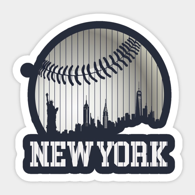 New York NY Skyline Baseball Stripes For Gameday Retro Style Sticker by cytoplastmaximume